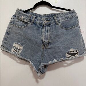 SHEIN Light Blue Distressed Jean Shorts